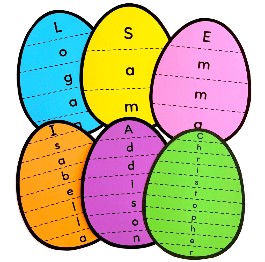 Easter Egg Name and Scissor Preschool Craft Activity