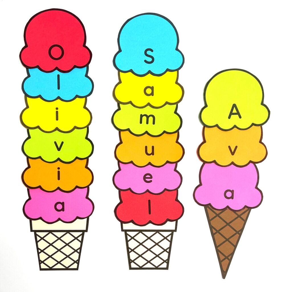 Ice Cream Name Activity for Preschoolers