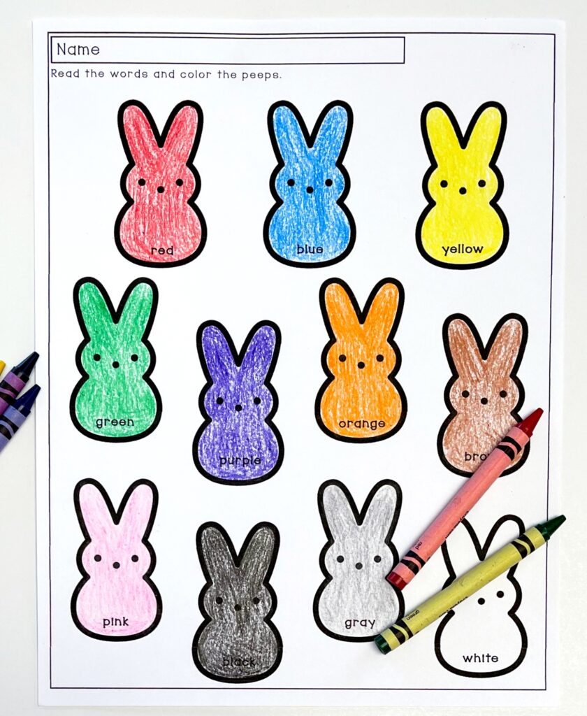 Peeps Printable Color Words 