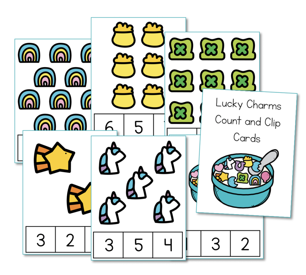 Lucky Charms Preschool Activity Count and Clip Cards