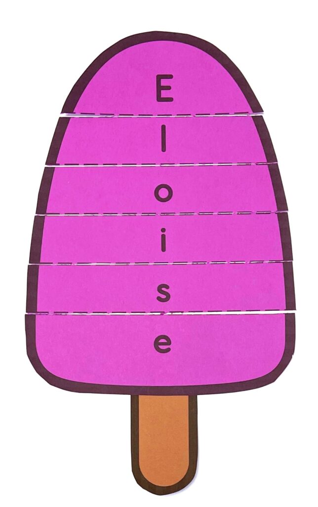 Preschool Summer Popsicle Name and Scissor Activity