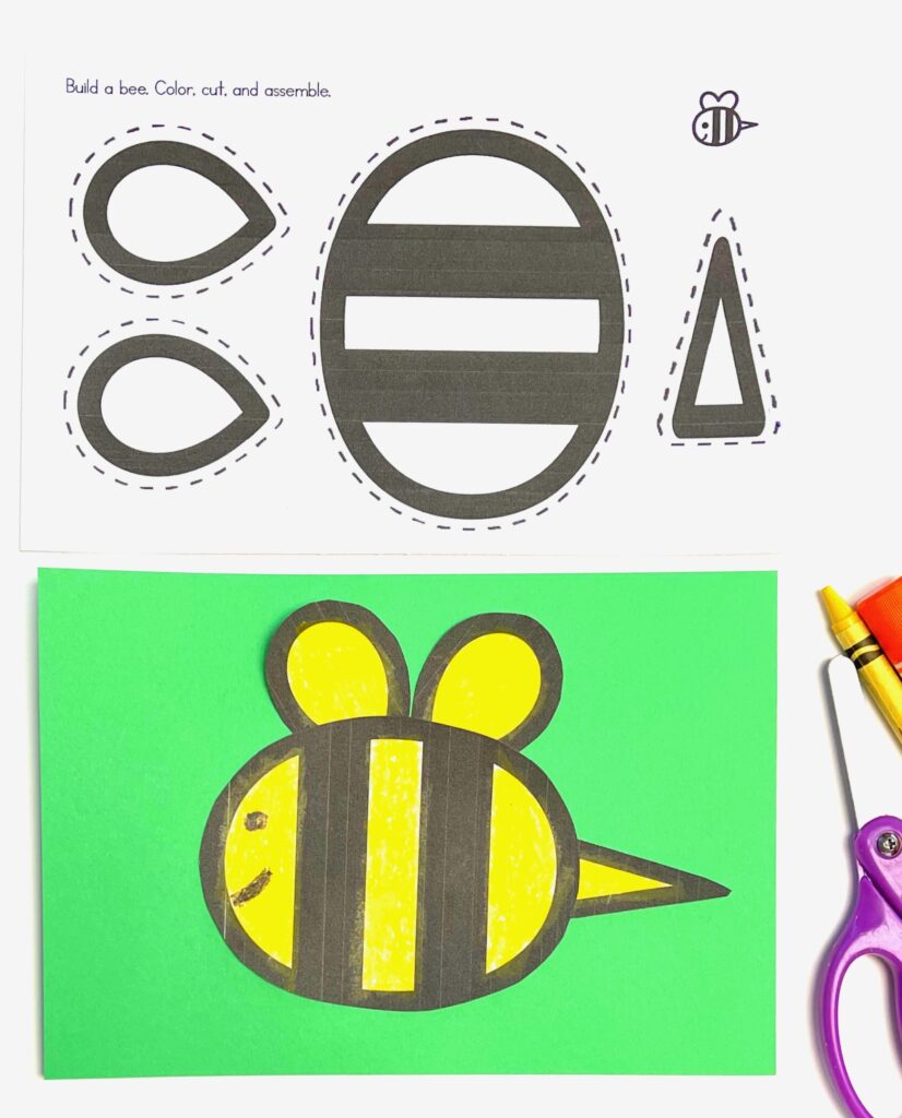 Simple Bee Scissor and Gluing Preschool Activity