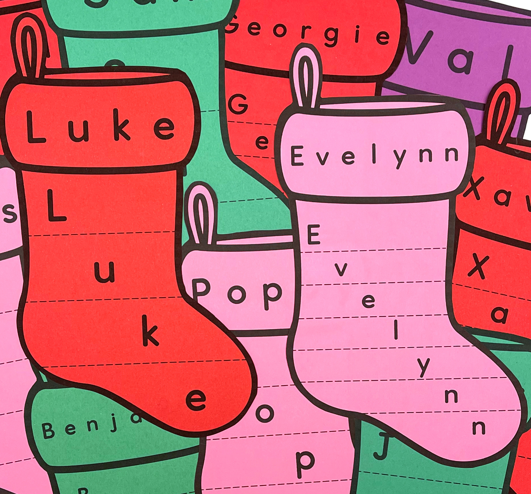Christmas Dinosaur Stocking Tags, Dino Stocking Name Tags, Kids Name Tags