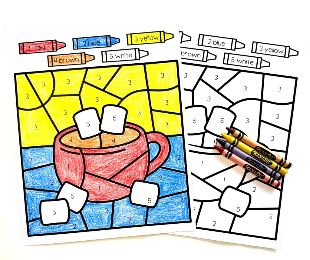 Color By Numbers Marshmallow and Cup of Cocoa