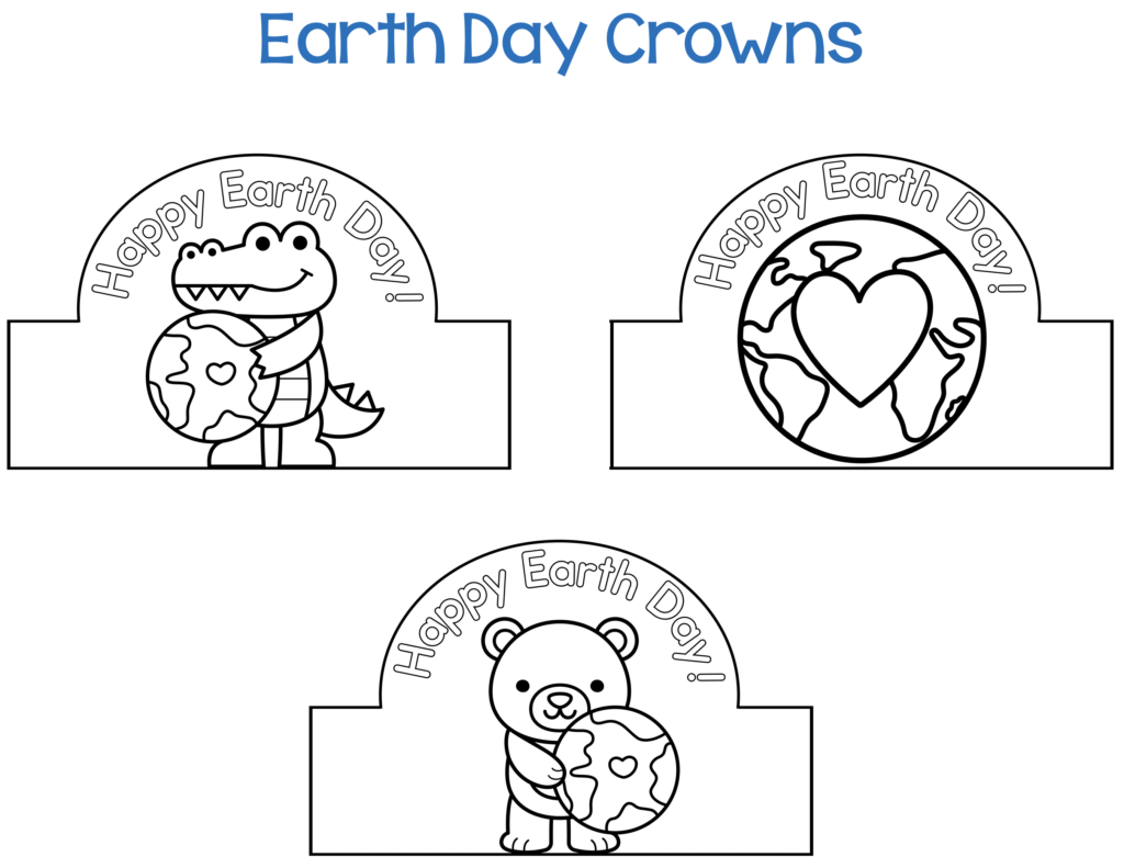 Preschool Earth Day Crown template choices 