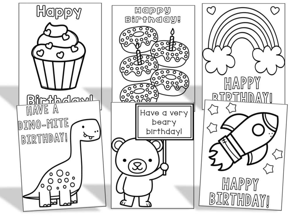 Celebrating preschool birthdays add Coloring Cards to your writing tables