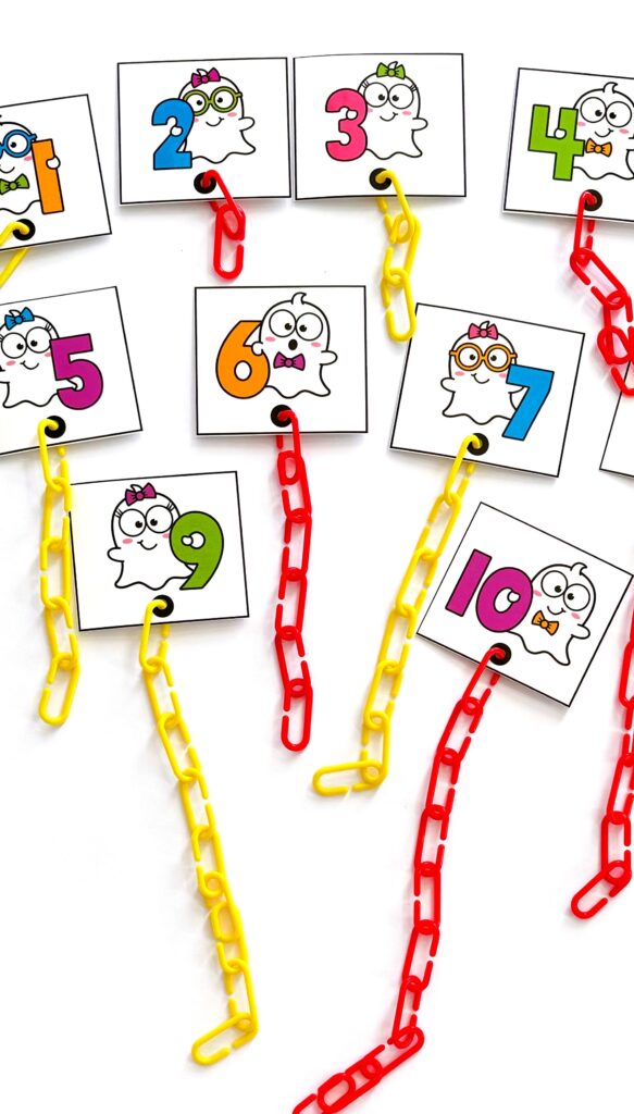 Ghost Number Link Chain Preschool Activity 