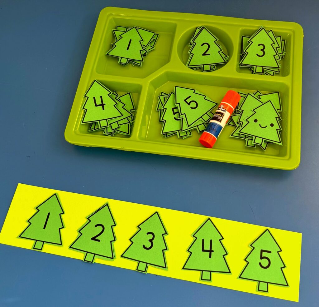 December Tree Number Order Preschool Activity 