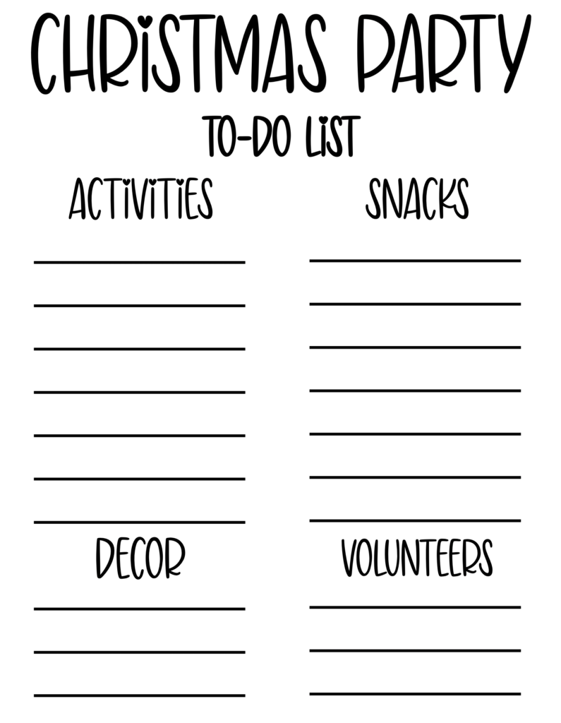 Christmas Party Teacher To Do List 