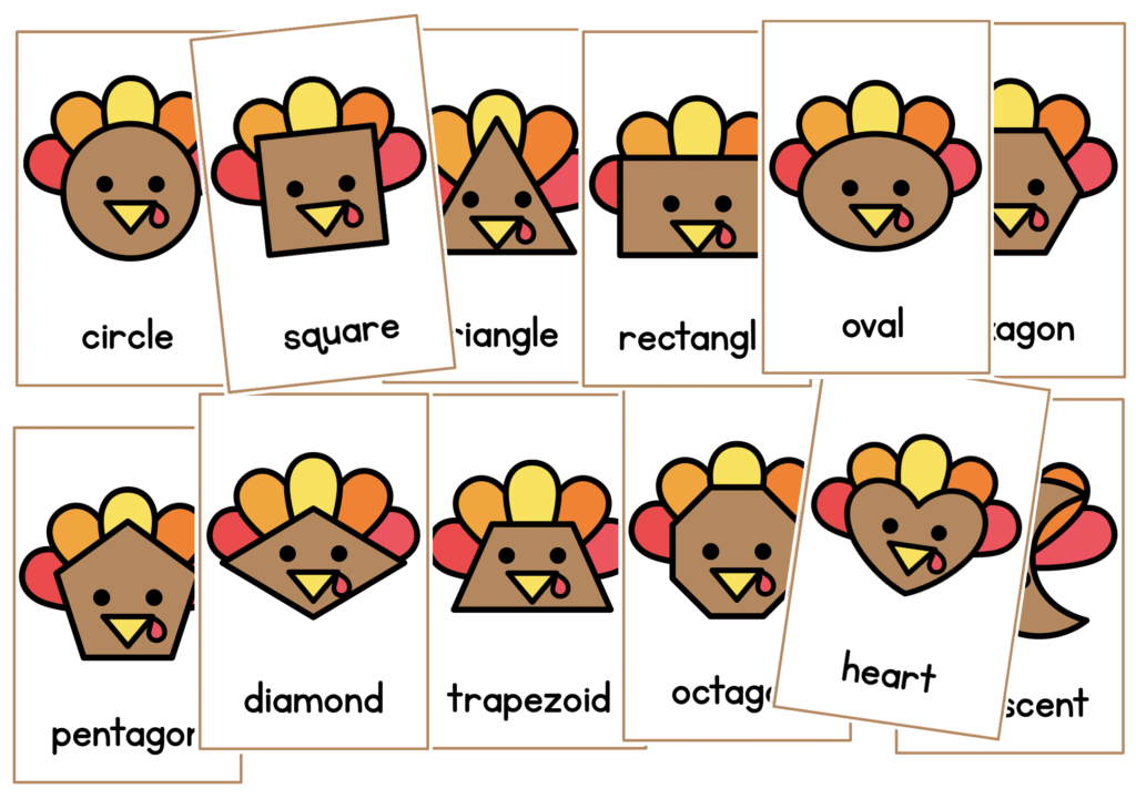 Turkey Shape Posters for the preschool classroom 