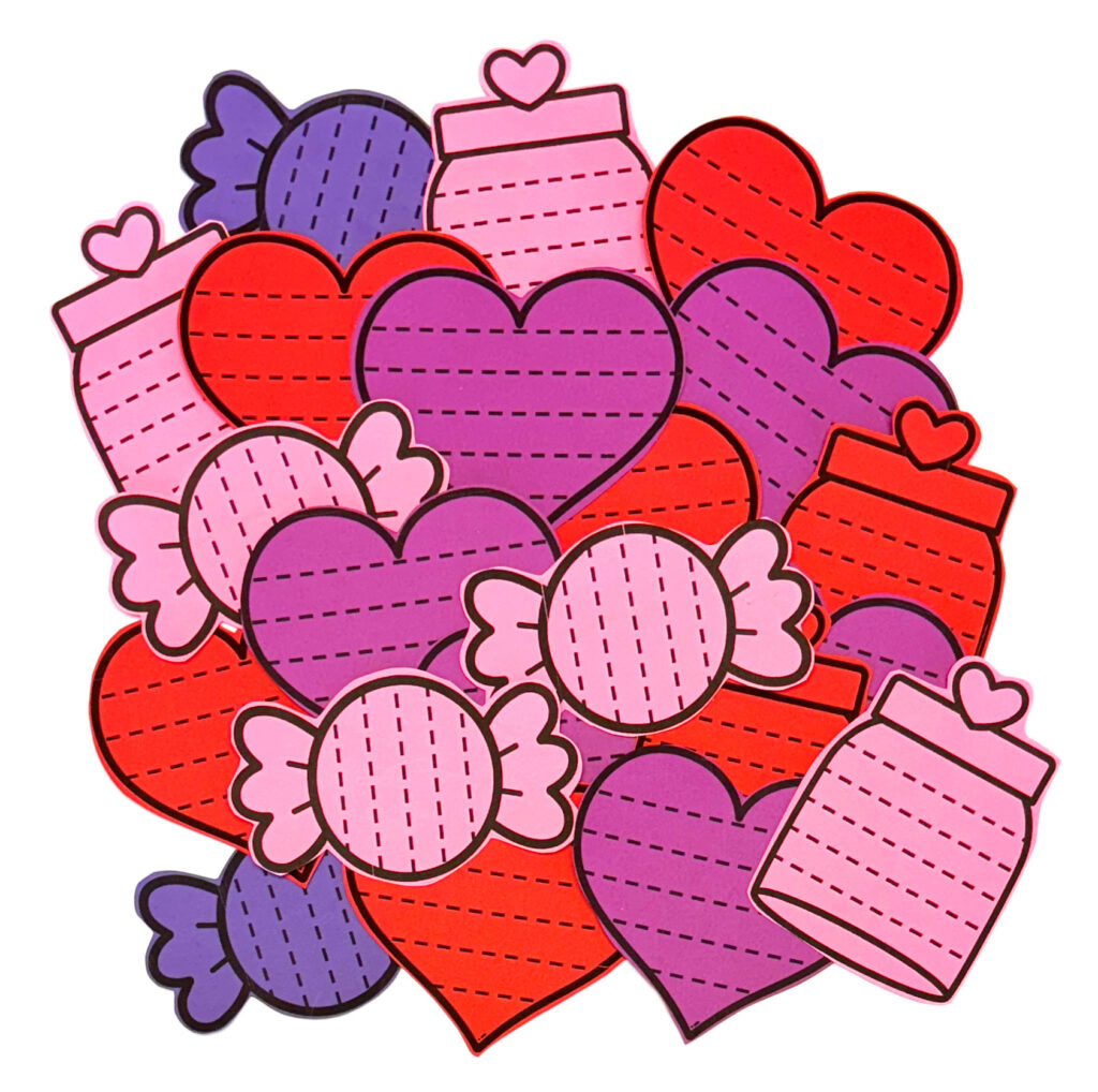 Valentine's Day Scissor Activities Heart, Candy, and Candy Jar