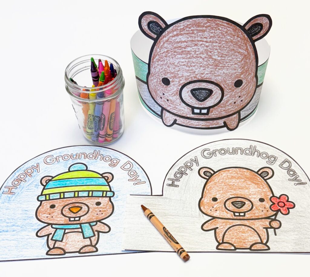 Groundhog Day Crowns for the preschool classroom 