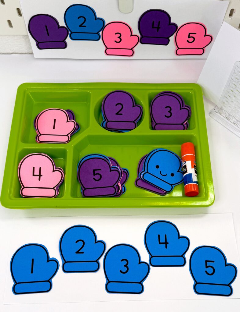 January Mitten Number Order Activity