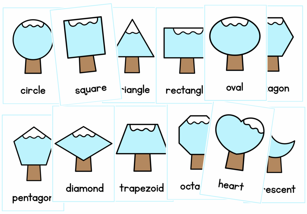 January Winter Tree Preschool Shape Posters 