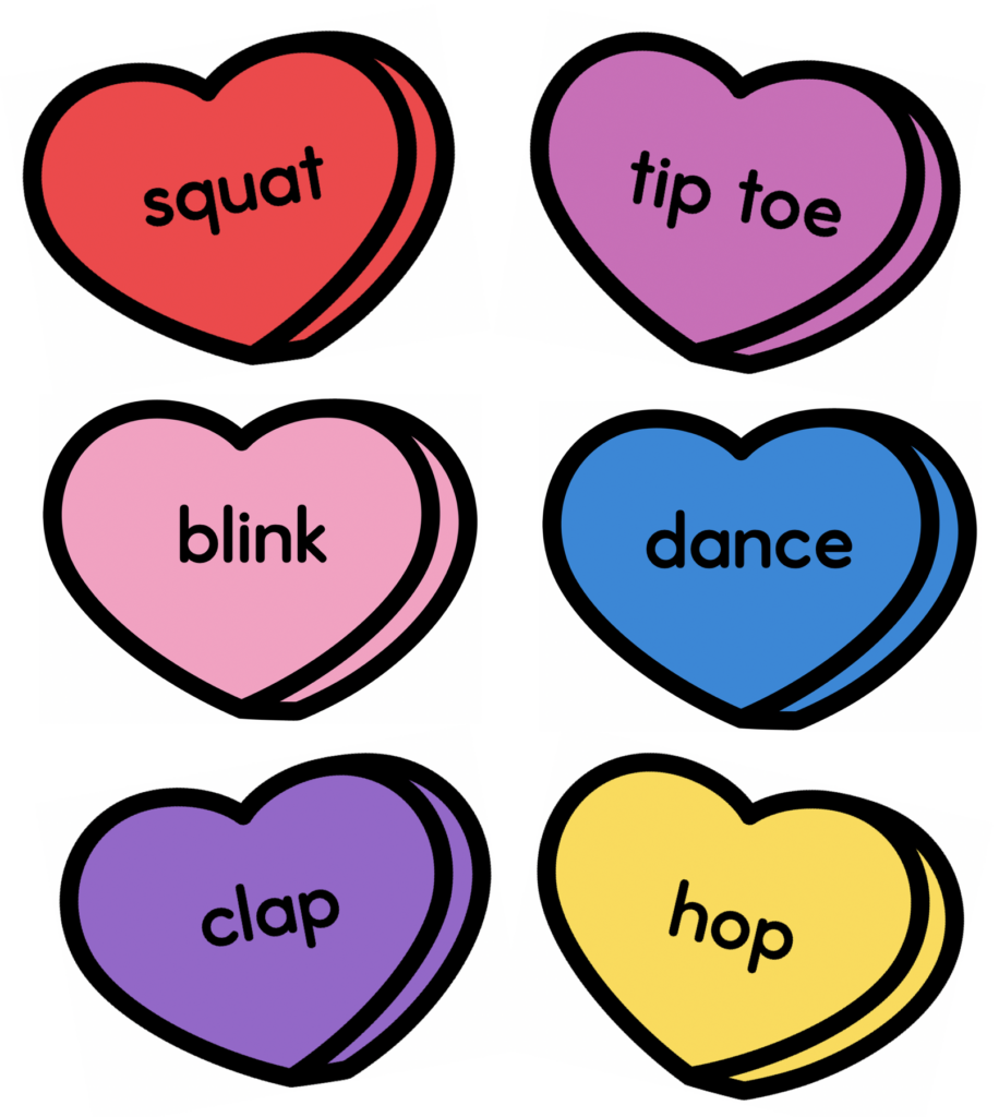 Heart Themed Movement Cards Preschool Group Activity 