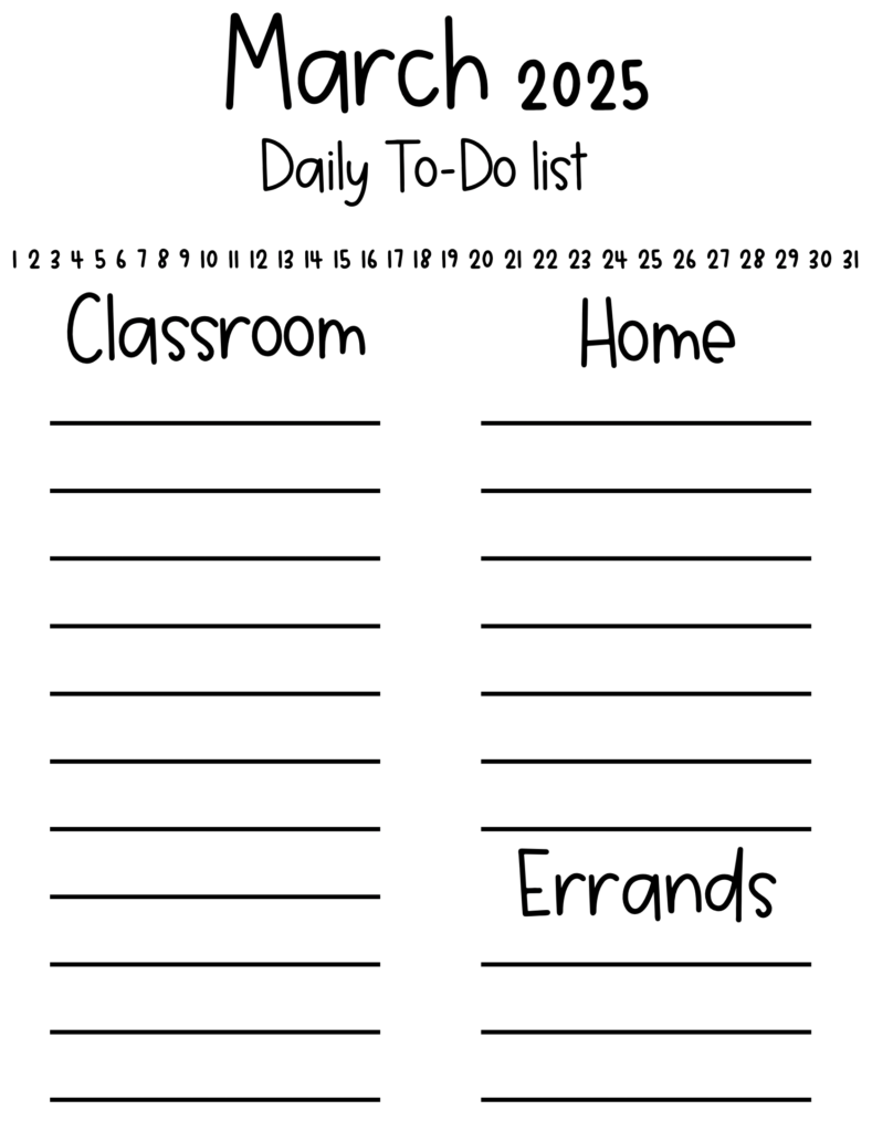 March 2025 To Do List Printable 