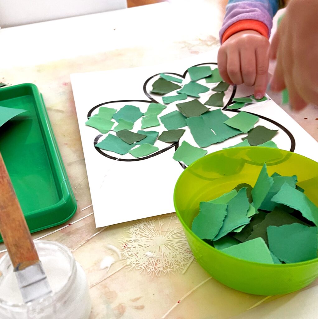 Tearing Paper March Preschool Fine Motor Activity