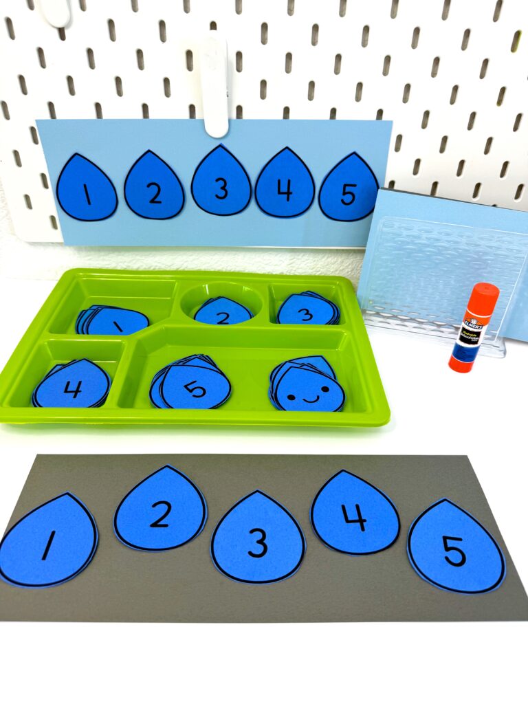 Raindrop Number Order Preschool Activity for April 