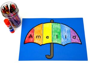 Umbrella Name and Scissor April Craft Activity