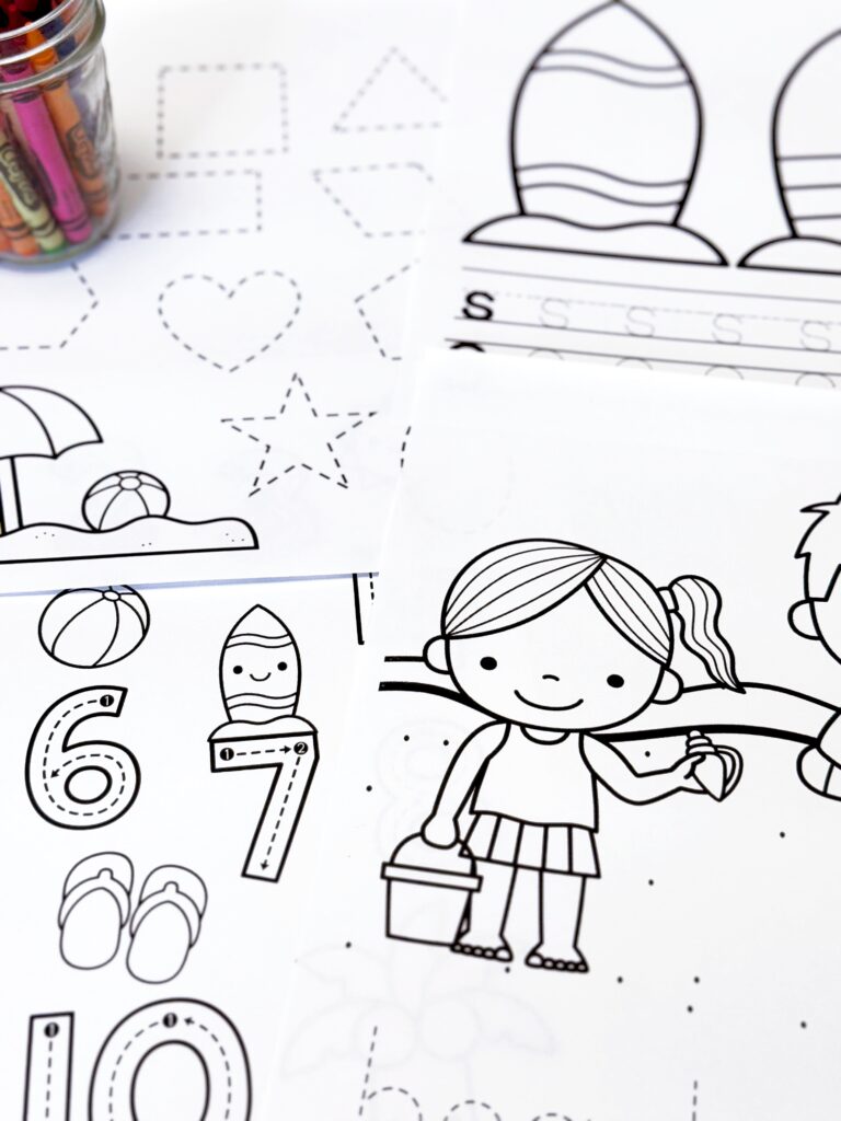 Beach Day Coloring Pages and Printables Preschool Activity 