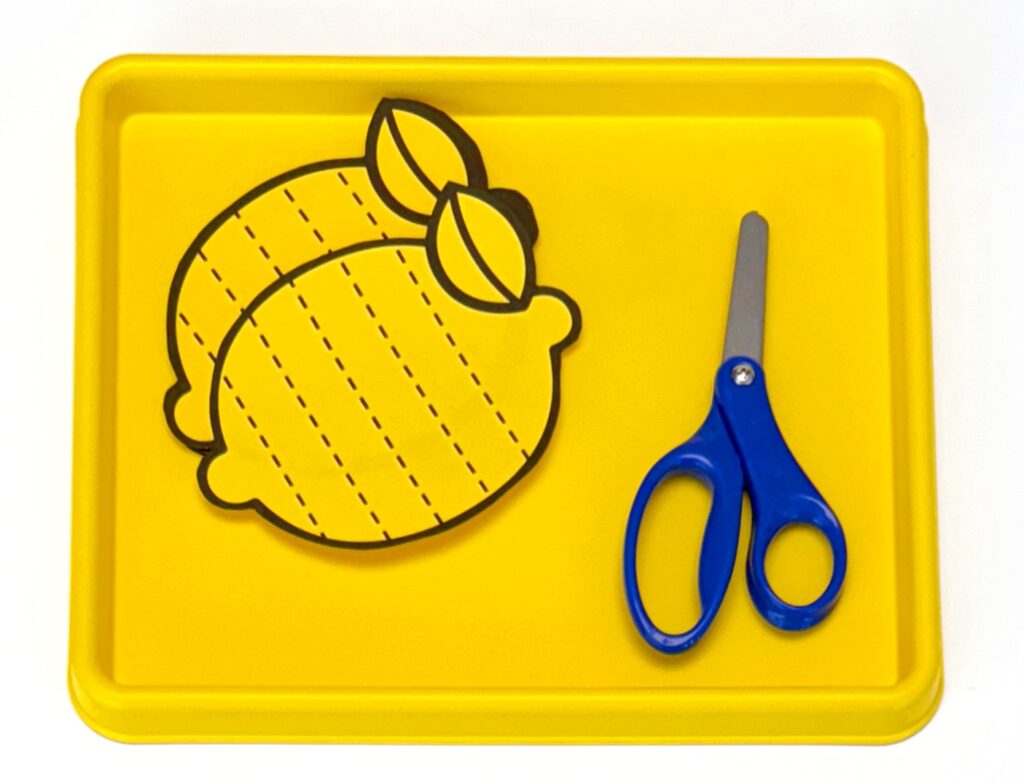 Practice scissor skills - lemons with cutting lines