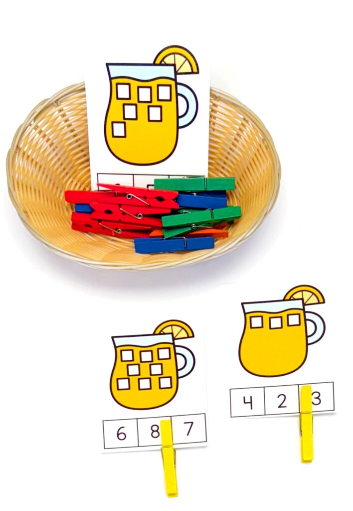 Lemonade container with ice count and clip cards