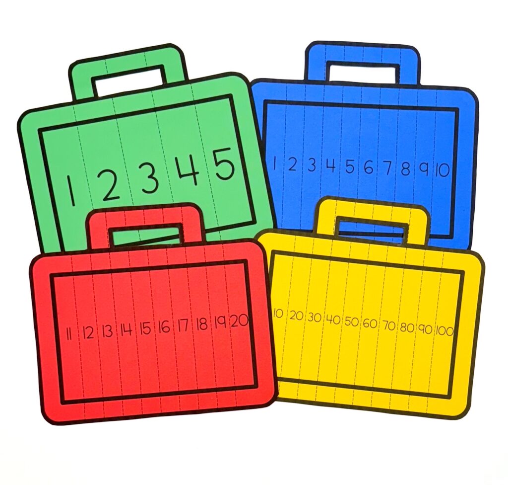 number order and scissor craft printed on colored construction paper