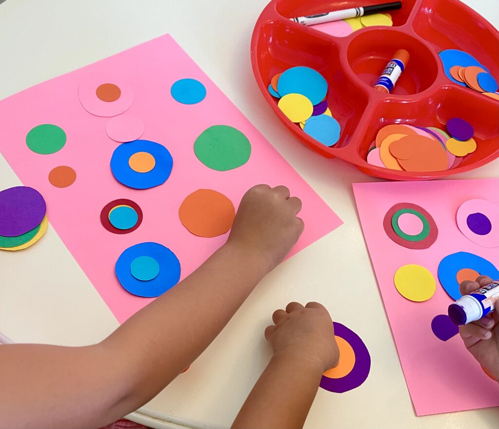 Circle Collage with bright construction paper