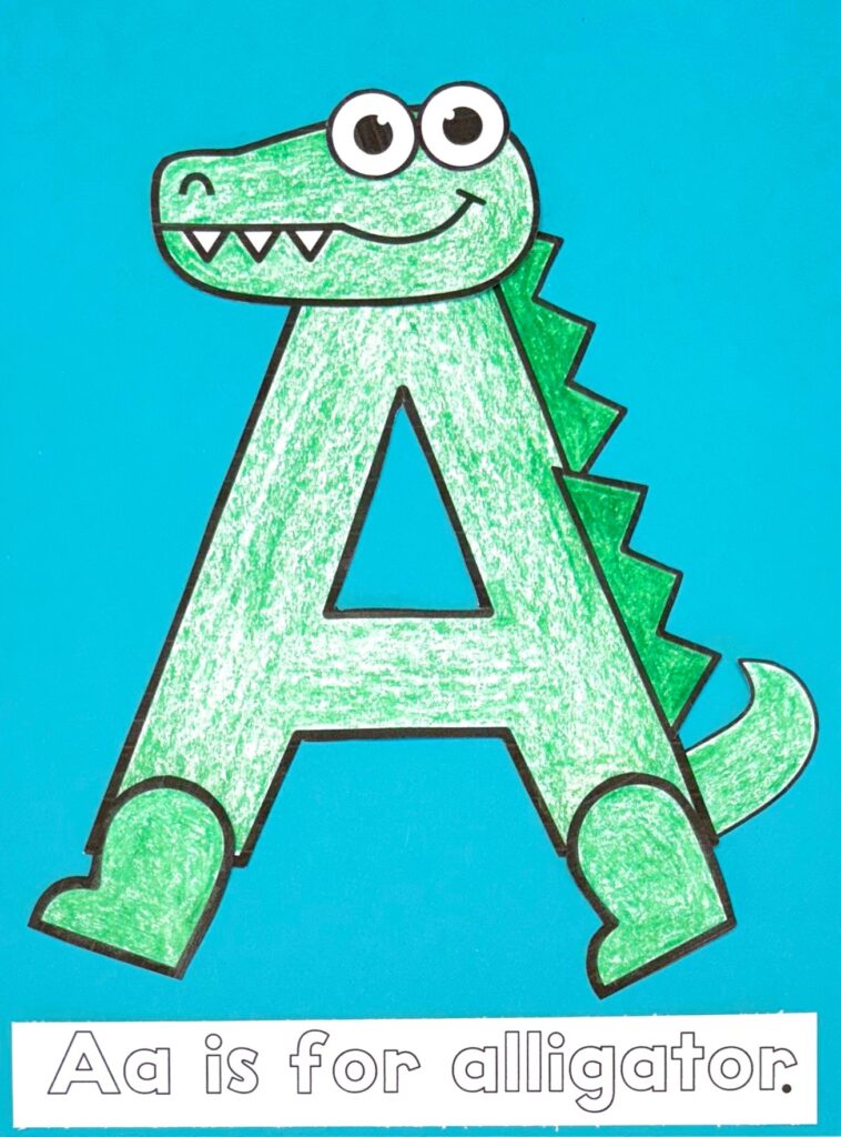 A is for alligator using the capital letter A craft 