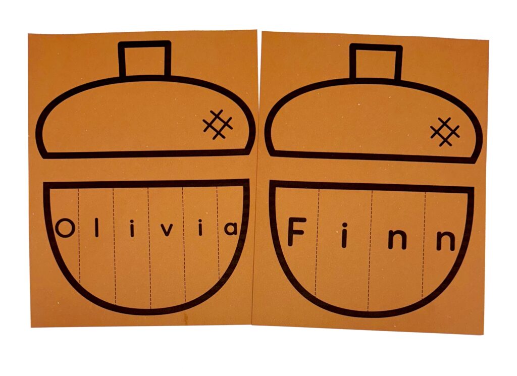 Acorn Fall Name and Scissor Craft Activity