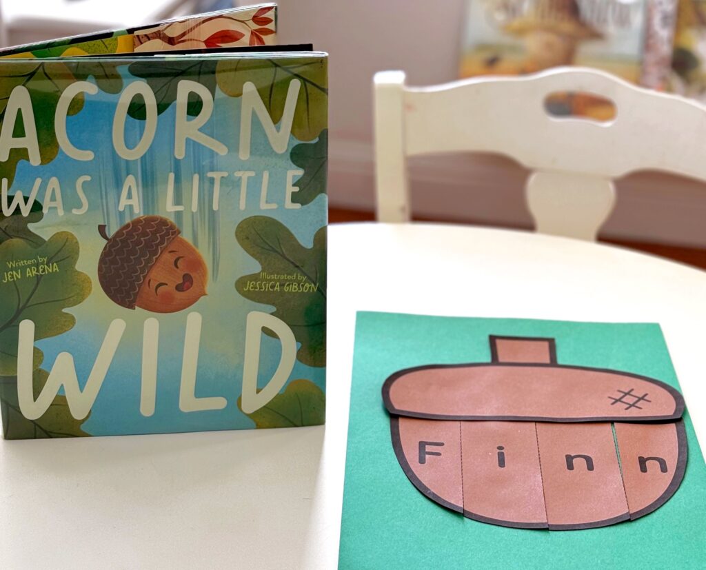 Acorn Name and Scissor Activity Paired with Acorn Wild Book