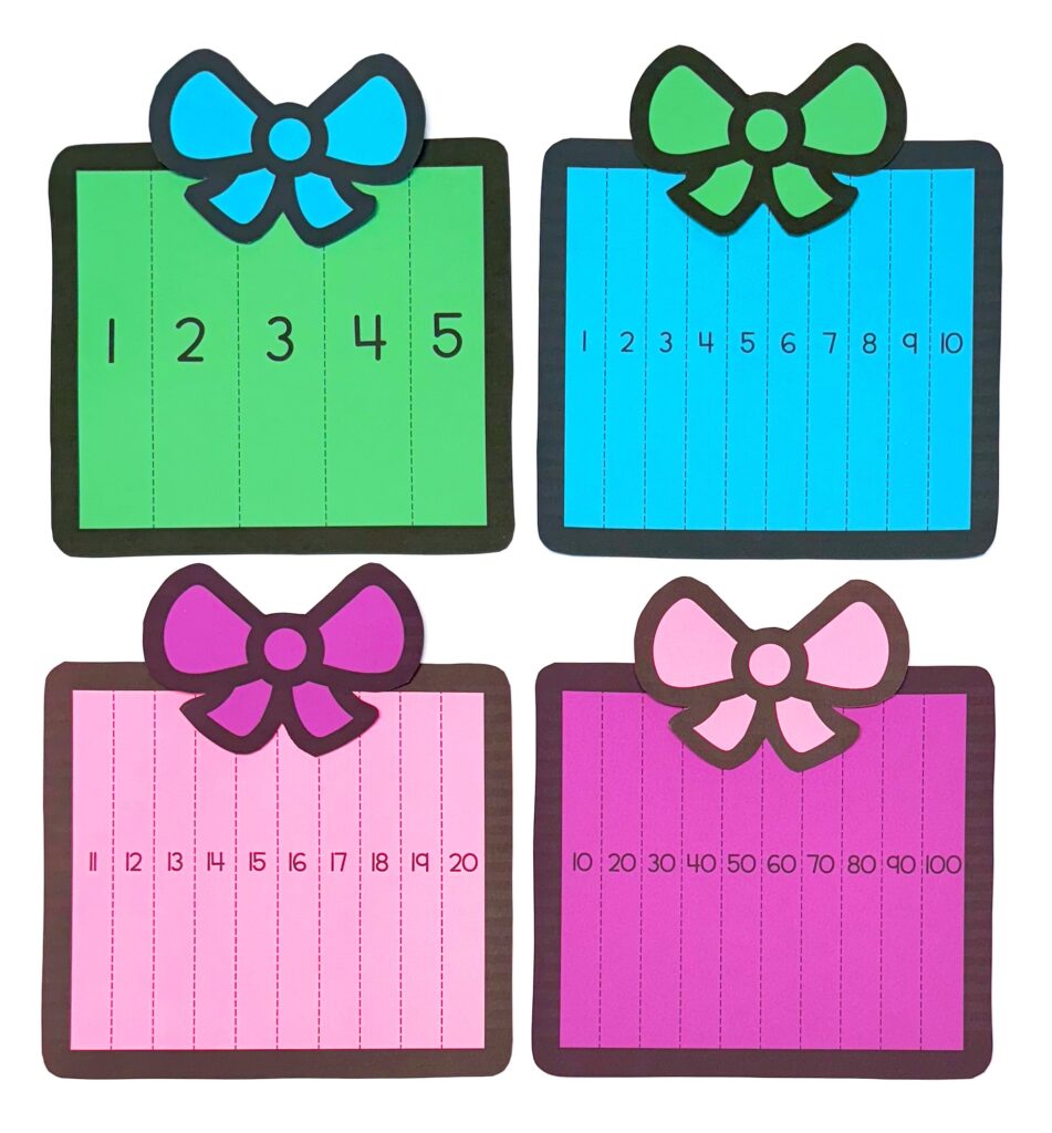 Christmas Present Name and Scissor Number Order Activity