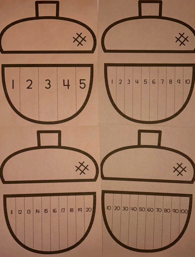 Fall Number Order and Scissor Acorn Craft