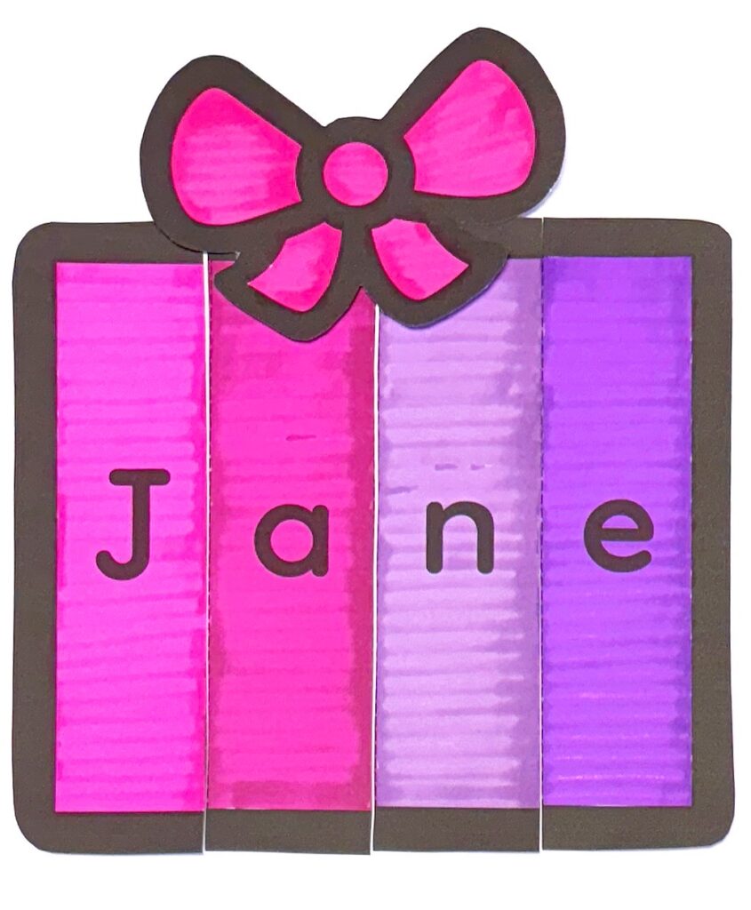 Gift Name and Scissor Craft Activity