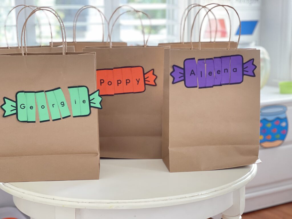 Halloween Bags with Candy Names