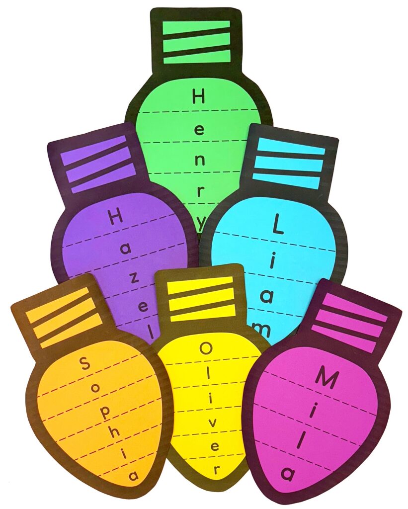 Christmas Light Name and Scissor Craft