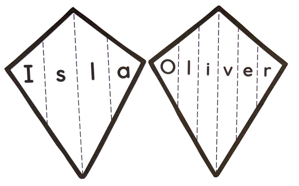 Black and White Kite Name and Scissor Activity