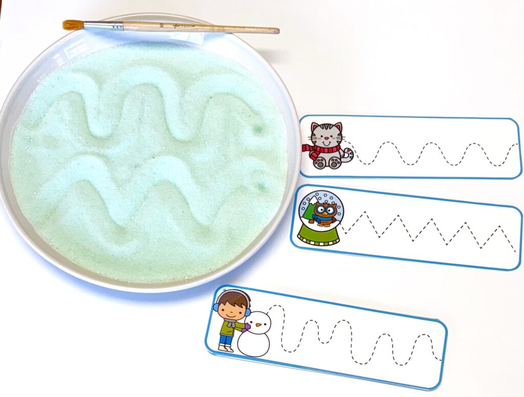 Preschool Prewriting winter salt tray
