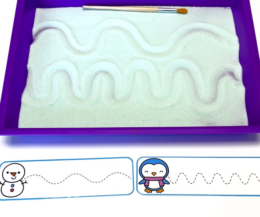 Winter Prewriting Activity Salt Tray