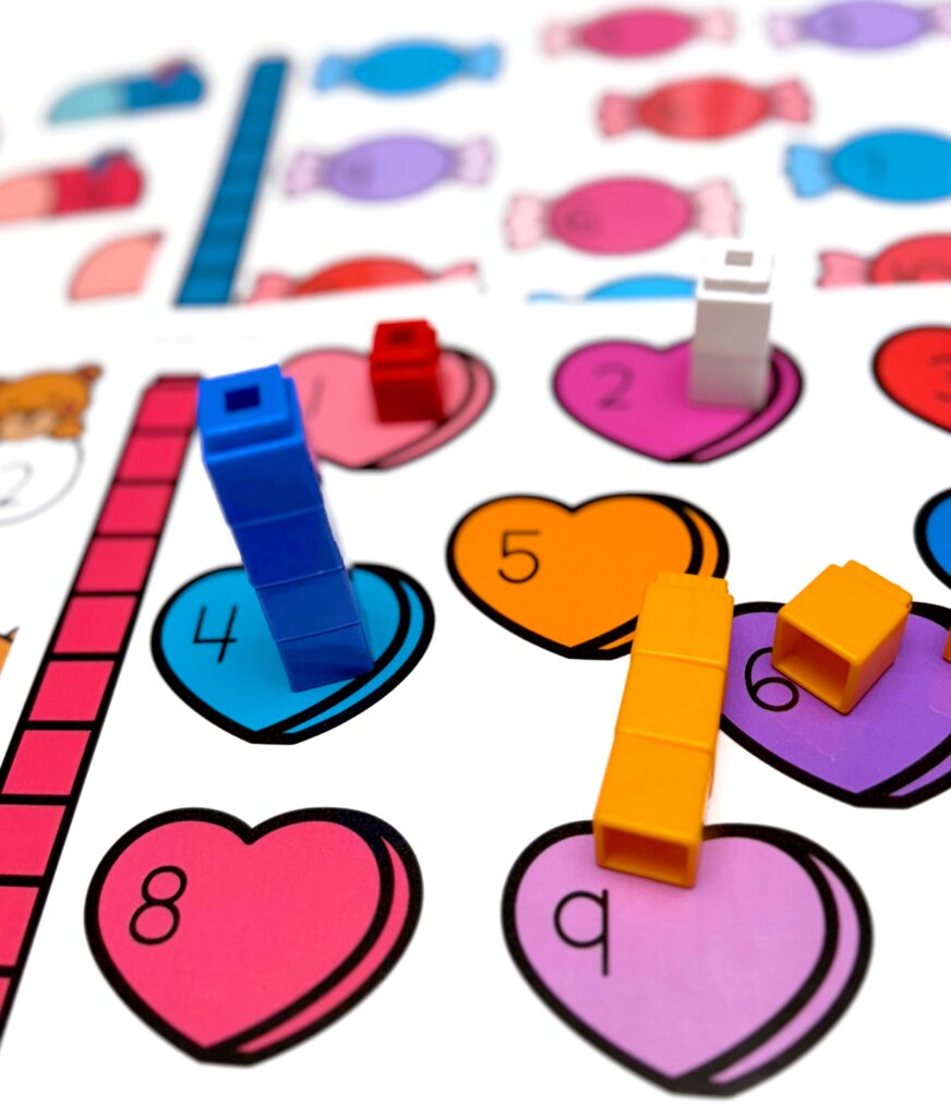 Valentine Themed Number Towers