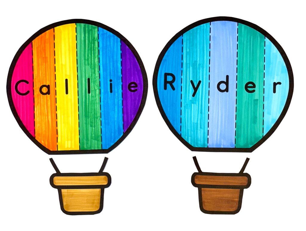 Hot Air Balloon Name and Scissor Craft