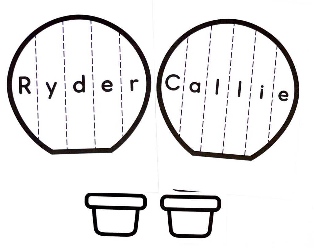 Name and Scissor Hot Air Balloon Activity