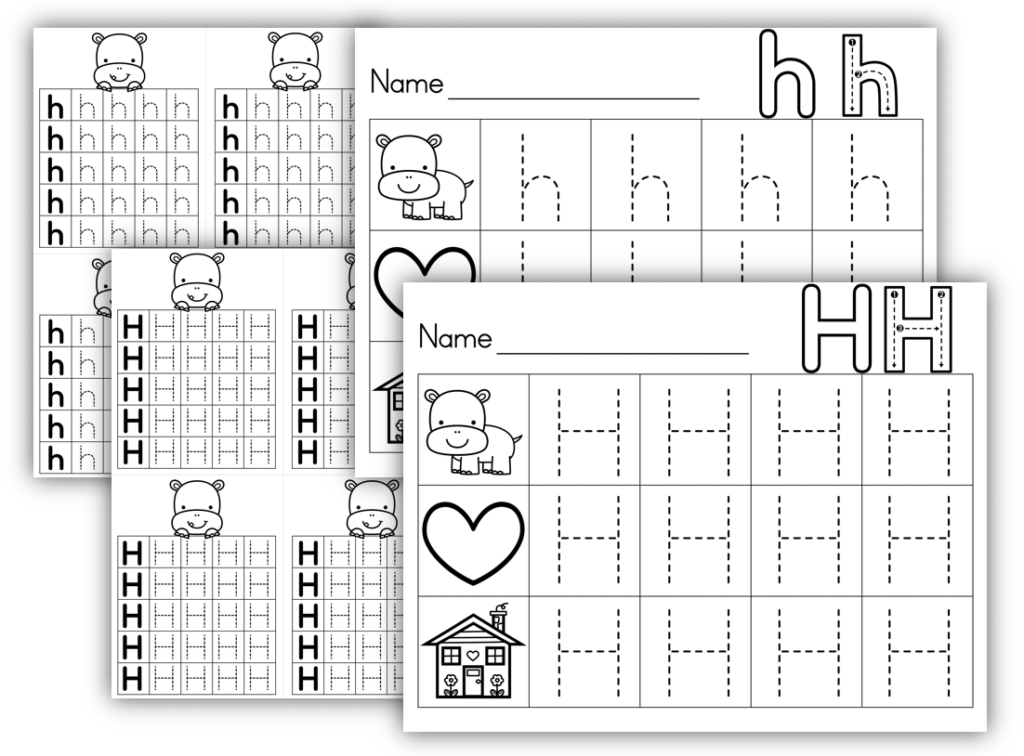 Letter H formation printables