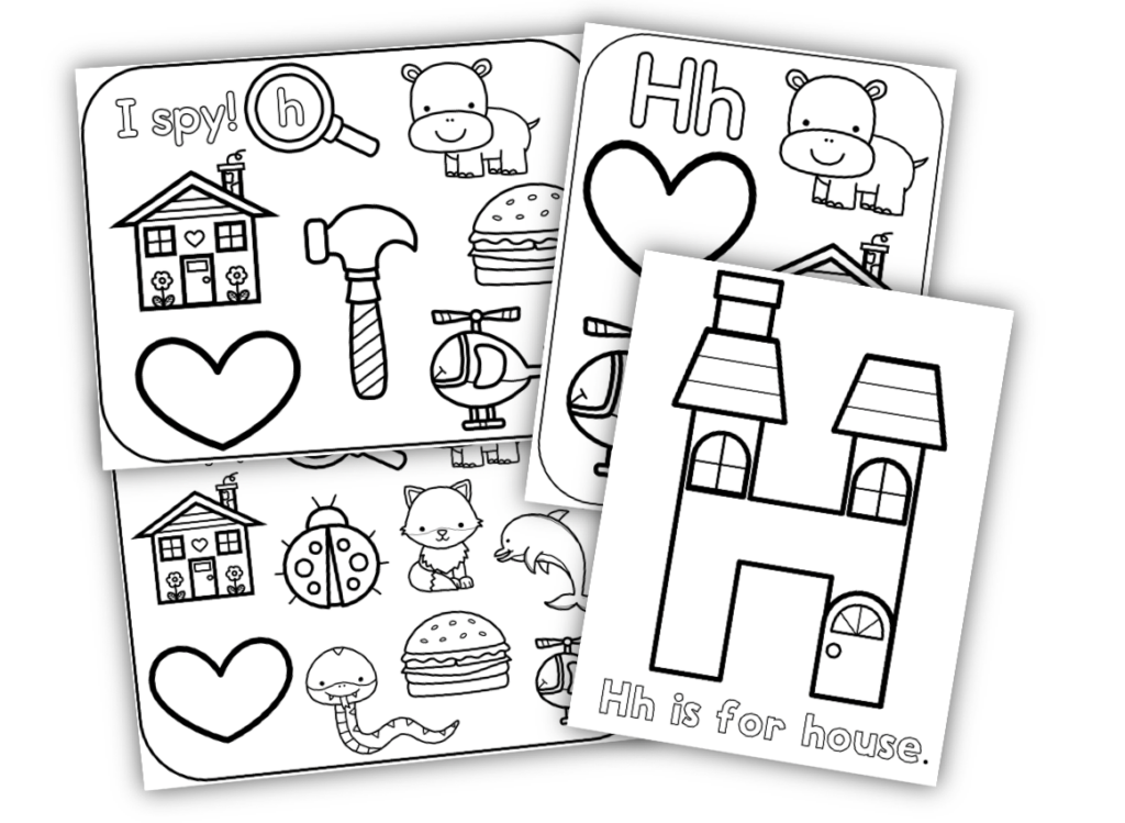 Letter H worksheets and printables