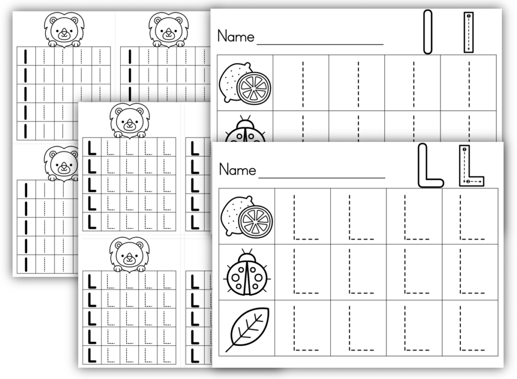 Letter L formation printable worksheets