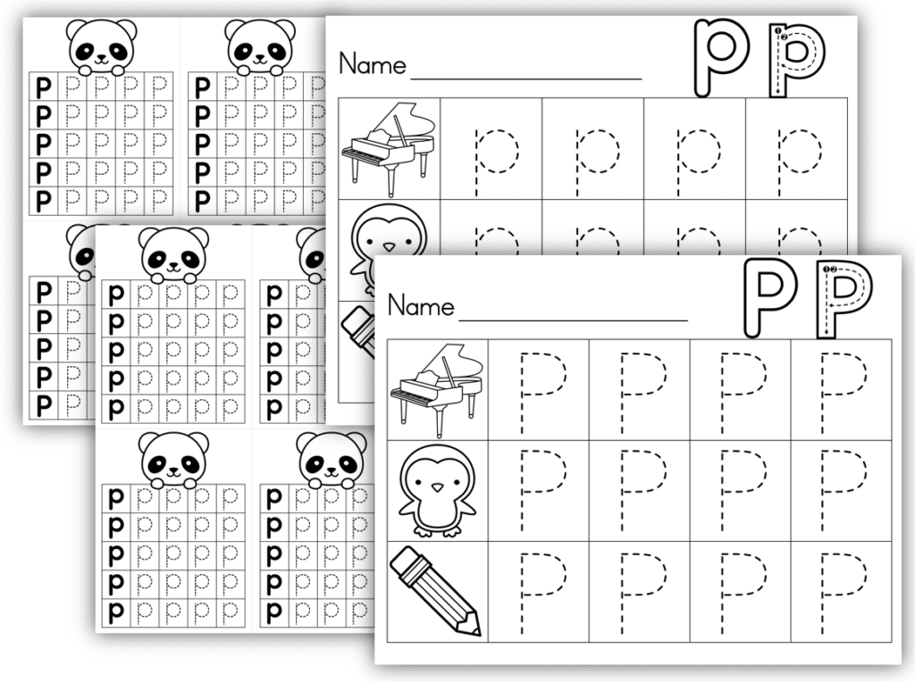 Letter P formation writing printables