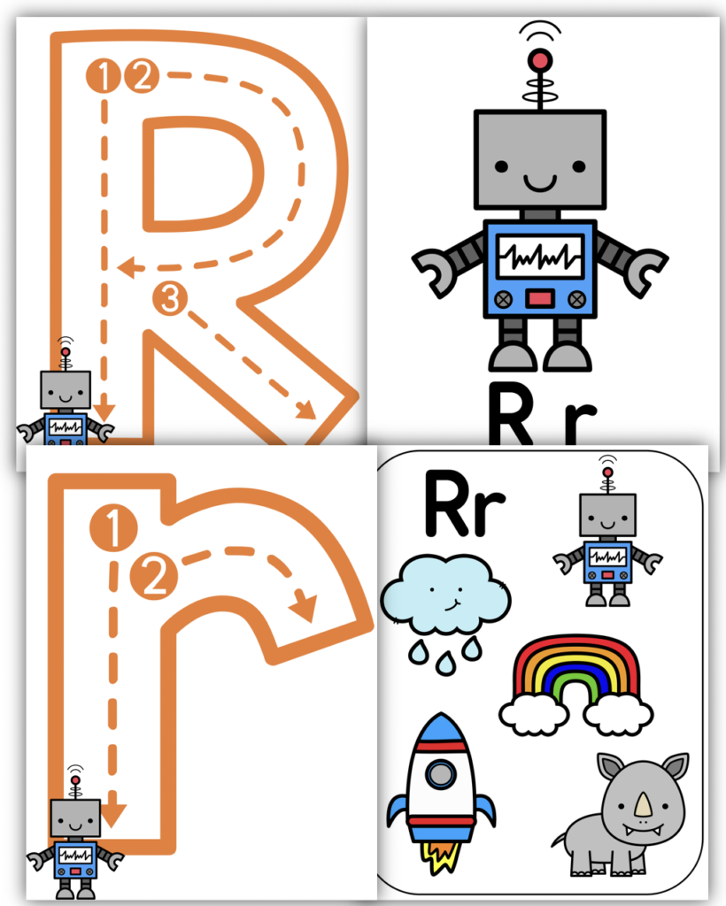 Letter R decor posters for preschool classroom