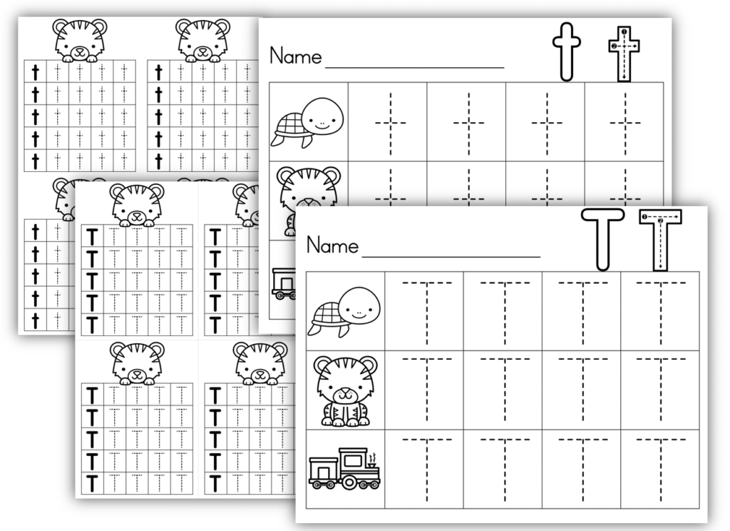 Letter T formation writing printables