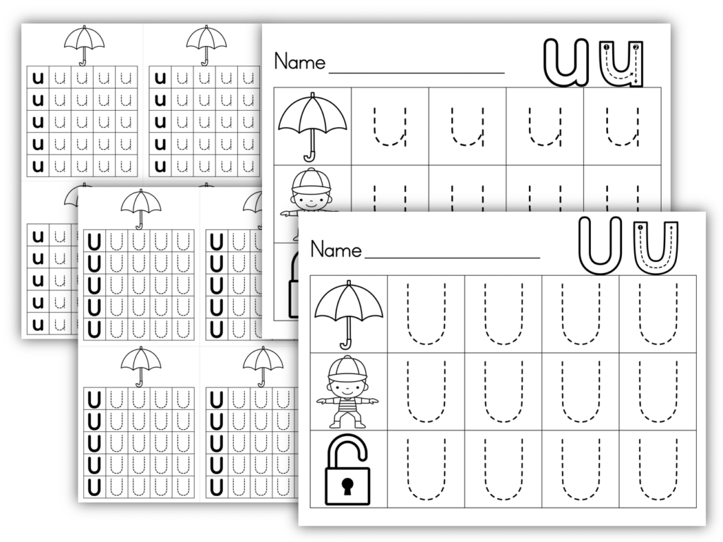 Letter U formation printables