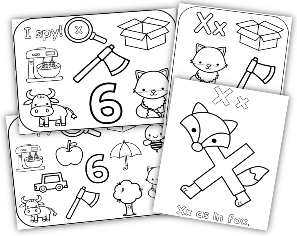 Letter X printable preschool worksheets